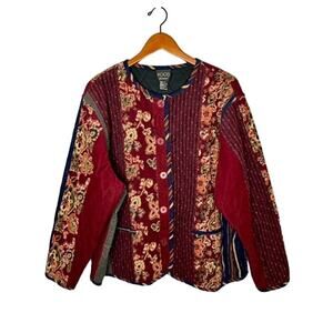 Women's Vintage Boho Mixed Fabric Quilted Jacket 2X